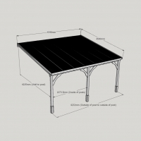 Wall Mounted Wooden Gazebo (Polycarbonate Roof) - 4.5m Depth