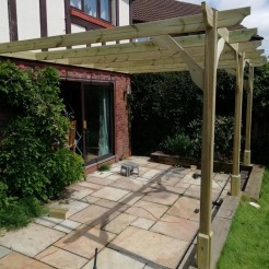 Wall Mounted Premium Pergola - 3 Post - Light Green