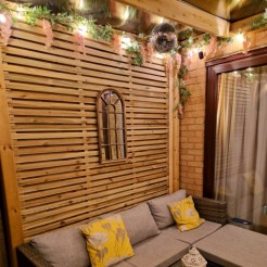 Wooden Gazebo-Polycarbonate Roof (With extra slats)