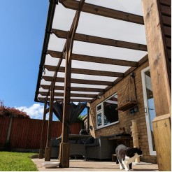 Custom Wall Mounted Premium Pergola with a 5 degree angle + Polycarbonate Roof Kit