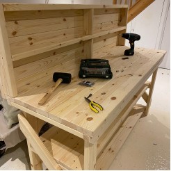 Workbench With Back Panel And Shelf