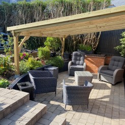 Wooden Gazebo With Polycarbonate Roof - Opal Sheets / White Bars