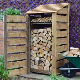 Slatted Burley 6ft log store with optional door 