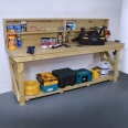 Wooden Work Bench With Back Panel - Pressure Treated
