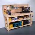 Wooden Work Bench With Back panel