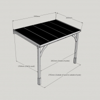 Wall Mounted Wooden Gazebo (Polycarbonate Roof) - 2m Depth