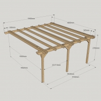 Wall Mounted Double Garden Pergola - 4.8m Depth