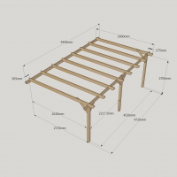 Wall Mounted Garden Pergola - 3m Depth
