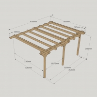 Wall Mounted Double Garden Pergola - 3.6m Depth