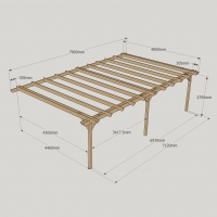 Wall Mounted Double Garden Pergola - 4.8m Depth