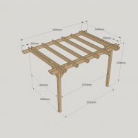 Wall Mounted Double Garden Pergola - 2.4m Depth