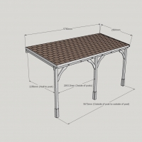 Wall Mounted Wooden Gazebo (Felt Shingle Roof) - 2.5m Depth