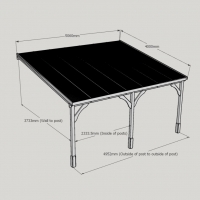 Wall Mounted Wooden Gazebo (Polycarbonate Roof) - 4m Depth