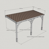 Wall Mounted Wooden Gazebo (Felt Shingle Roof) - 2.5m Depth