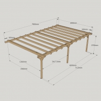 Wall Mounted Double Garden Pergola - 1.8m Depth