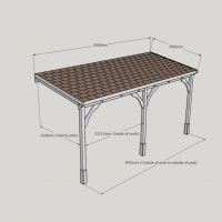 Felt Shingle Roof Carport - 3.5m Depth