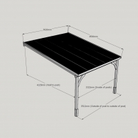 Wall Mounted Wooden Gazebo (Polycarbonate Roof) - 4.5m Depth