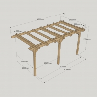 Wall Mounted Double Garden Pergola - 2.4m Depth