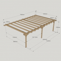 Wall Mounted Double Garden Pergola - 4.2m Depth