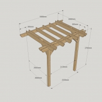 Wall Mounted Double Garden Pergola - 3m Depth