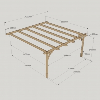 Wall Mounted Premium Pergola - 1.8m Depth