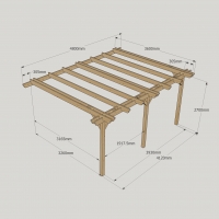 Wall Mounted Double Garden Pergola - 3.6m Depth