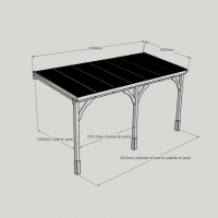 Wall Mounted Wooden Gazebo (Polycarbonate Roof) - 2.5m Depth
