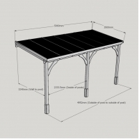 Wall Mounted Wooden Gazebo (Polycarbonate Roof) - 3.5m Depth