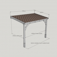 Wall Mounted Wooden Gazebo (Felt Shingle Roof) - 2m Depth
