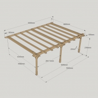 Wall Mounted Double Premium Pergola - 4.8m Depth
