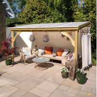 Wall Mounted Wooden Gazebo (Polycarbonate Roof) - 2m Depth