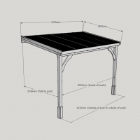 Wall Mounted Wooden Gazebo (Polycarbonate Roof) - 3.5m Depth