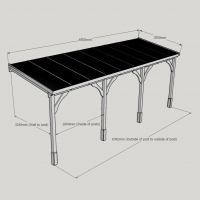 Wall Mounted Wooden Gazebo (Polycarbonate Roof) - 3.5m Depth