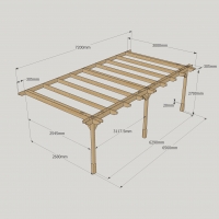 Wall Mounted Double Premium Pergola - 3m Depth