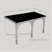 Wall Mounted Wooden Gazebo (Polycarbonate Roof) - 3m Depth