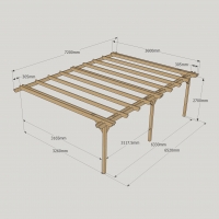 Wall Mounted Double Garden Pergola - 3.6m Depth