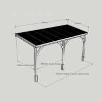 Wall Mounted Wooden Gazebo (Polycarbonate Roof) - 2.5m Depth