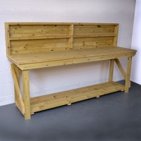 Wooden Work Bench With Back Panel - Pressure Treated