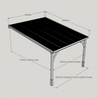 Wall Mounted Wooden Gazebo (Polycarbonate Roof) - 4m Depth