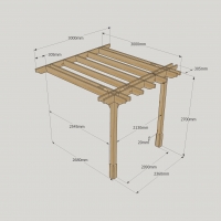 Wall Mounted Double Premium Pergola - 3m Depth