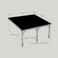 Wall Mounted Wooden Gazebo (Polycarbonate Roof) - 4.5m Depth