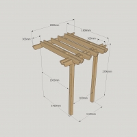 Wall Mounted Double Garden Pergola - 1.8m Depth