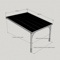 Wall Mounted Wooden Gazebo (Polycarbonate Roof) - 4m Depth