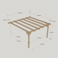 Wall Mounted Garden Pergola - 3m Depth