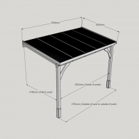 Wall Mounted Wooden Gazebo (Polycarbonate Roof) - 3m Depth