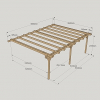 Wall Mounted Double Garden Pergola - 3.6m Depth
