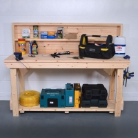 Wooden Work Bench With Back panel