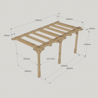 Wall Mounted Double Premium Pergola - 2.4m Depth