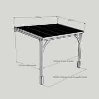 Wall Mounted Wooden Gazebo (Polycarbonate Roof) - 4m Depth