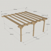 Wall Mounted Double Garden Pergola - 4.2m Depth